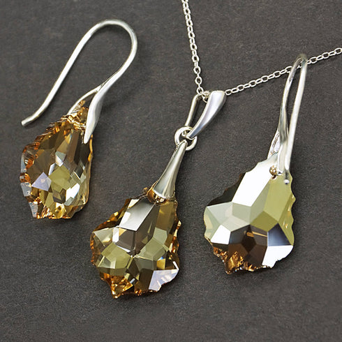 Серебряный комплект "Baroka IV (Golden Shadow)" с кристаллами Swarovski™